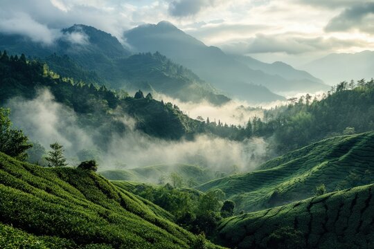 Wild-growing white tea harvested from remote mountain peaks, vibrant and organic
