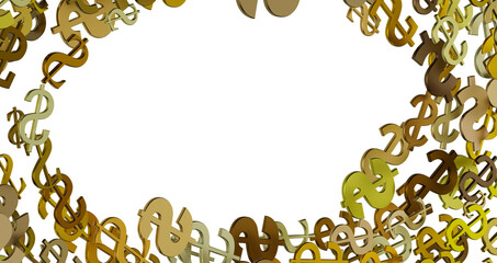 US Dollar sign symbols 3d close up