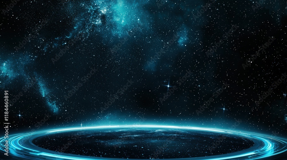Poster cosmic view of deep space with starry background