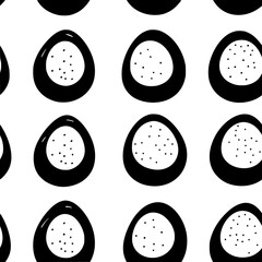Fototapeta premium Collection of Hard boiled eggs continuous icon pattern, Hard boiled eggs vectorized artwork