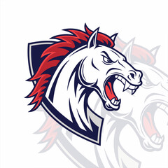 Obraz premium Angry horse gaming e-sport logo ideal for competitive team identity and modern design