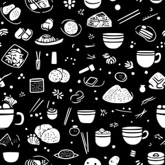 Indian Chinese Manchurian tiled design, Indian Chinese Manchurian repeating background illustration