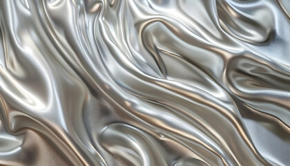 Silver Drape 3D Render: Abstract Metallic Background