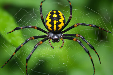 Spider perched on its delicate web