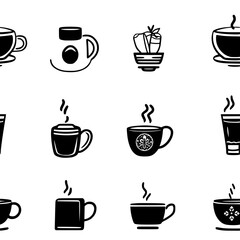 Collection of Masala chai continuous icon pattern, Masala chai vectorized artwork