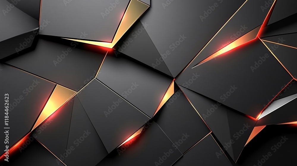 Poster complex geometric patterns with gold accents create a modern abstract design