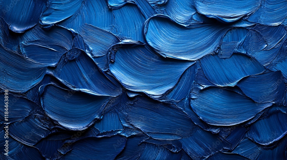Aufkleber textured abstract blue paint with various strokes creating depth and movement