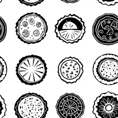 Collection of Quiche Lorraine continuous icon pattern, Quiche Lorraine vectorized artwork