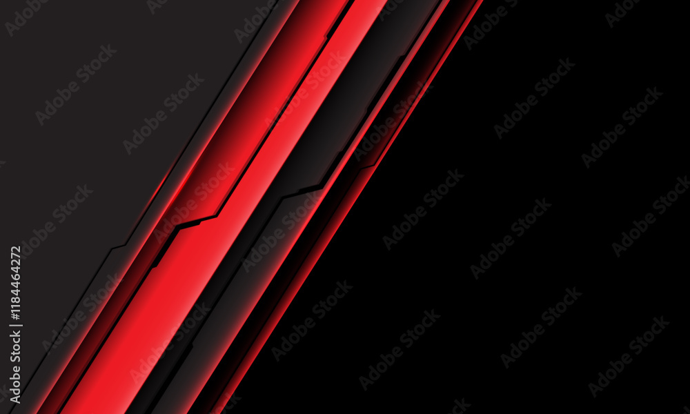 Poster abstract red black metallic circuit technology futuristic style slash dynamic geometric with blank s