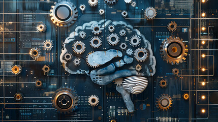 Aging human brain model with subtle cracks and fading colors, symbolizing cognitive decline and mental health. Concept of aging, neuroscience, and mental wellness.