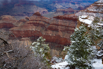 Snow on Mather Point in Grand Canyon National Park