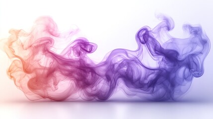 Obraz premium Abstract colorful smoke swirls on white background.