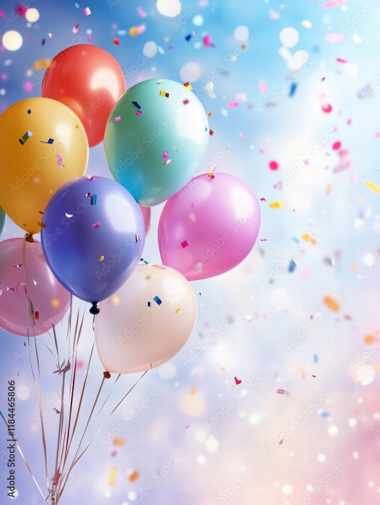 Aufkleber colorful balloons and confetti create a joyful atmosphere for celebrations and festive events. gener