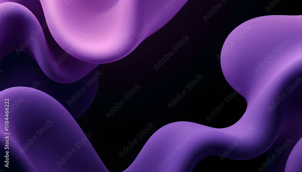 Poster curve 3d purple abstract banner with a black background for presentations and other media. texture o