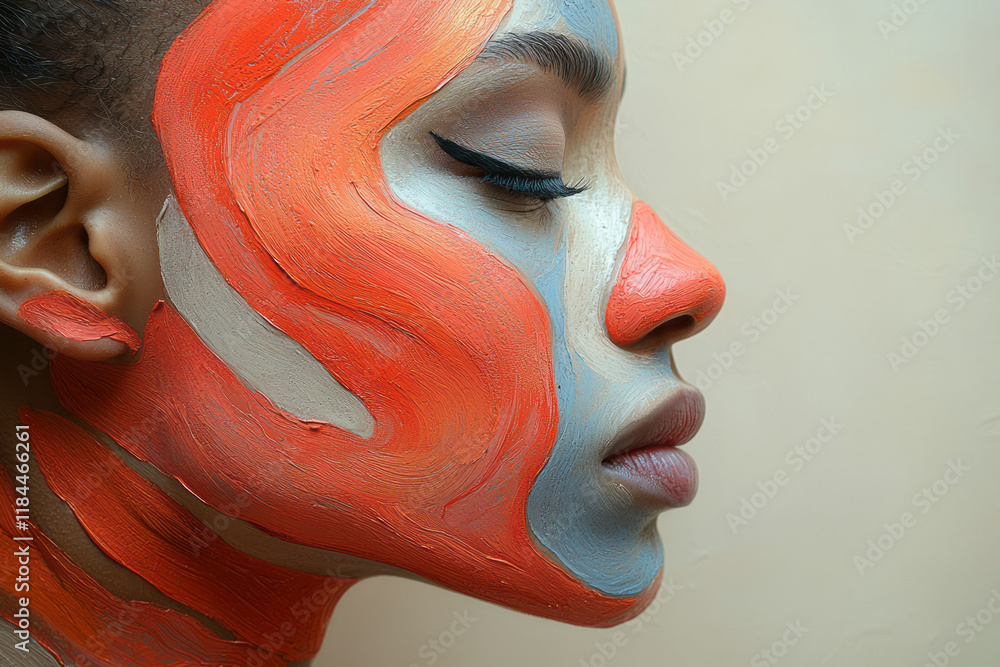 Poster three-tiered hex layers on cheekbones, each highlighting a different tone range, floating on a matte
