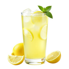 Glass of lemonade on transparent background