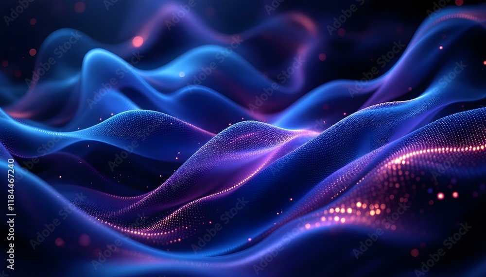 Poster digital waveforms in blue and purple, abstract background. abstract digital background with flowing 