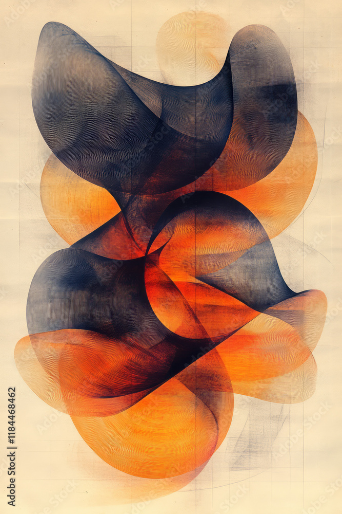 Poster a continuous pen-styled doodle weaving around a core silhouette, revealing multiple abstract body cu