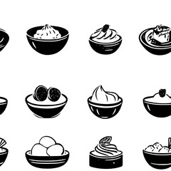 Baked Croissant Pudding tiled design, Baked Croissant Pudding repeating background illustration