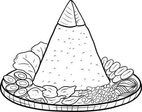 recommend clip art: tumpeng Indonesian food Illustration line art