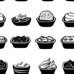 Collection of Bread pudding continuous icon pattern, Bread pudding vectorized artwork