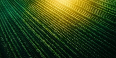 Obraz premium Aerial view showcasing vibrant agriculture field, illustrating the patterns and textures found in an expansive agriculture field that highlights the beauty of farming landscapes.