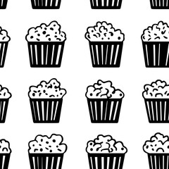 Caramel Popcorn tiled design, Caramel Popcorn repeating background illustration