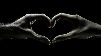 Obraz premium Hands Forming a Heart Shape Against a Black Background