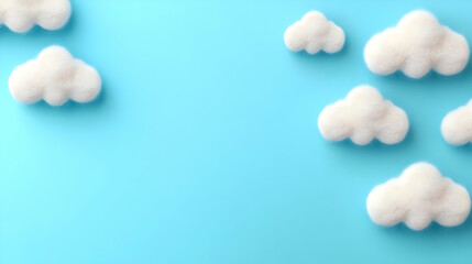 Fototapeta premium Fluffy Cloud Illustration on Blue