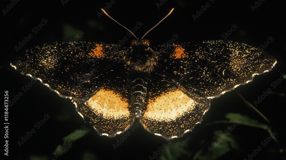 Poster vibrant close-up of a butterfly displaying intricate patterns and unique color combinations against 