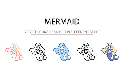 Mermaid icon design with white background stock illustration
