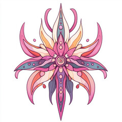 Fototapeta premium Tribal Flower illustration isolated on white background