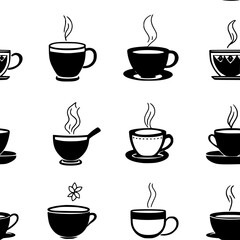 Obraz premium Collection of Masala chai icons, Masala chai vectorized seamless pattern