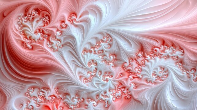 Swirling Fractal Patterns in Captivating Pink and White Hues Creating a Dreamlike Digital Artwork