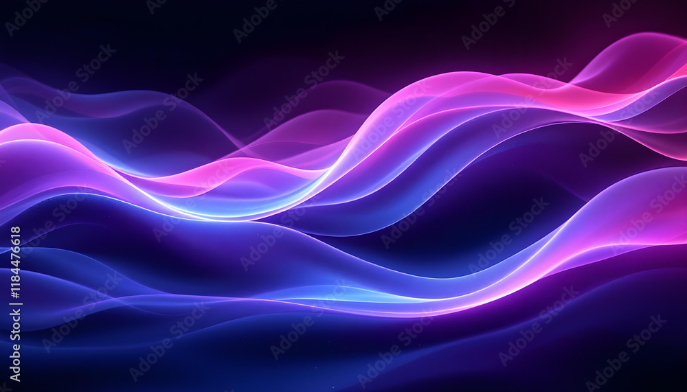 Poster purple abstract background with text area - artistic concept. blue-purple wavy fabric is used on dar