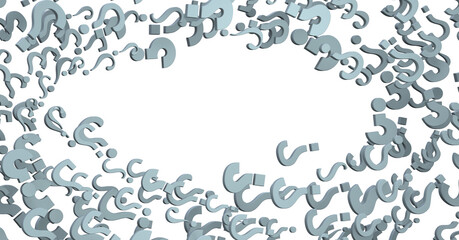 Infinite question marks, original 3d illustration