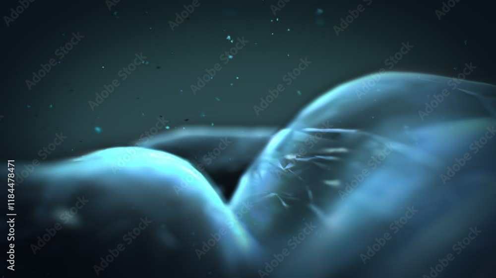 Wall mural the model of a human brain on a dark background with floating particles.