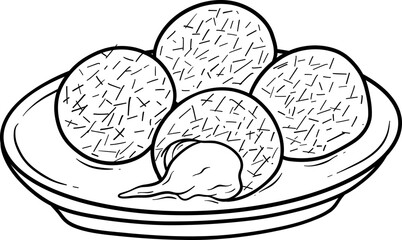 klepon traditional market snack outline