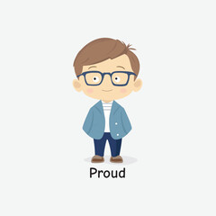 Proud Child Vector Illustration with Accomplished Expression