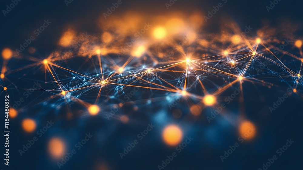 Poster interconnected network: a mesmerizing abstract background with intricate patterns of glowing points 