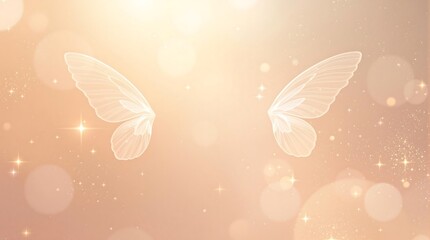 Ethereal Fairy Wings on Pastel Peach and Cream Background