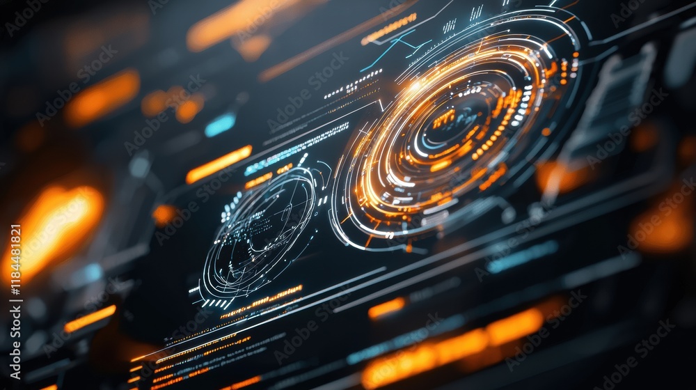 Aufkleber futuristic holographic interface with advanced digital analytics and intelligence displays