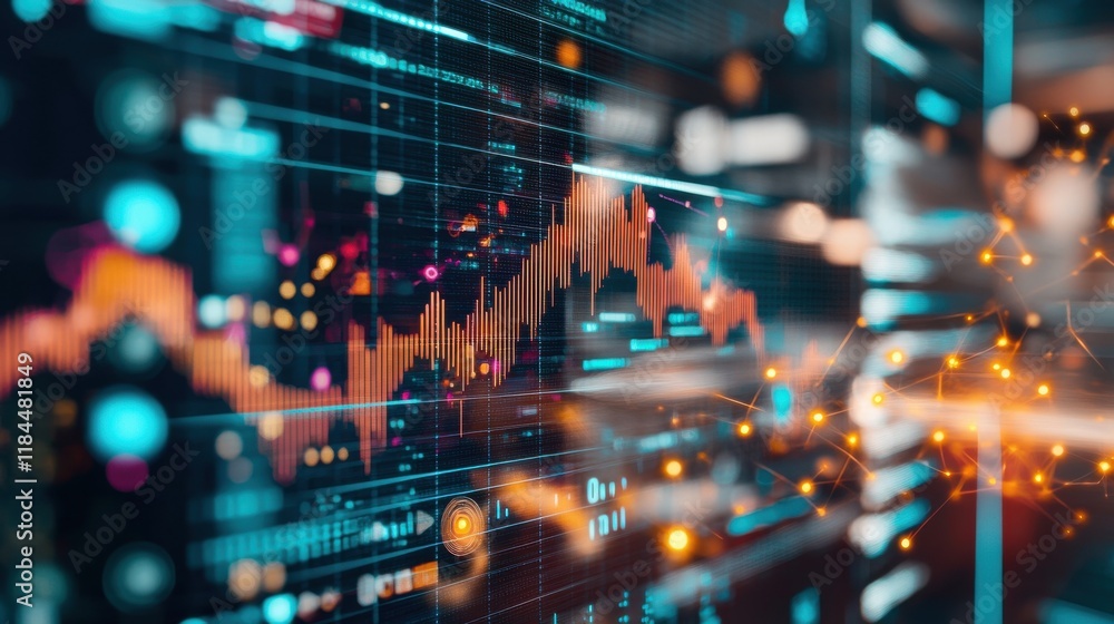 Aufkleber colorful financial data analytics dashboard with charts and graphs