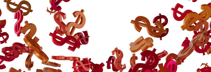 US Dollar sign symbols 3d close up