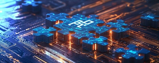 Fototapeta premium Digital Puzzle AP on Circuit Board