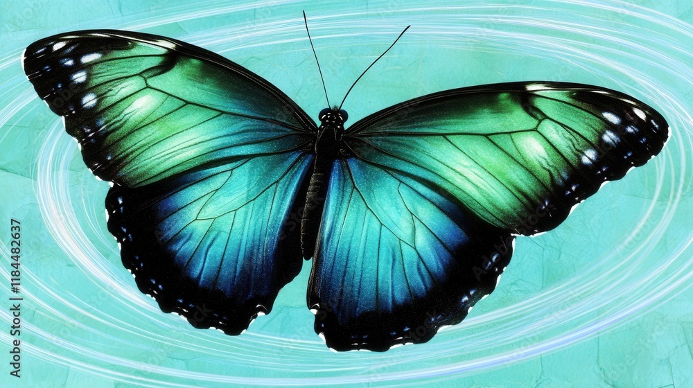 Aufkleber glowing butterfly flying through an abstract swirl of colorful light and patterns