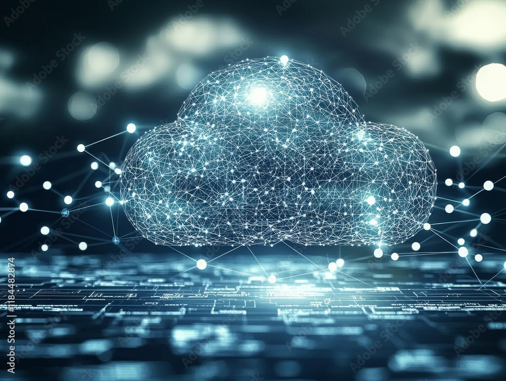 Aufkleber cloud network polygonal cloud data visualization