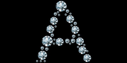 Silver Diamonds Alphabet Letter A Luxury Text Design Vector Illustration.