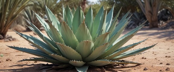 Fototapeta premium Agave Vivipara Marginata Caribbean Agave Desert Plant, succulents, desert landscaping