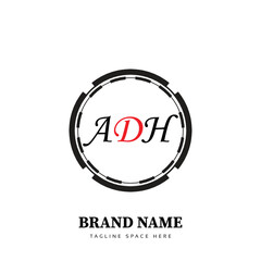 ADH logo design, ADH simple and modern logo. ADH luxurious alphabet design
